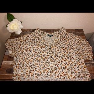 Wild Fable Floral Collared Crop Top